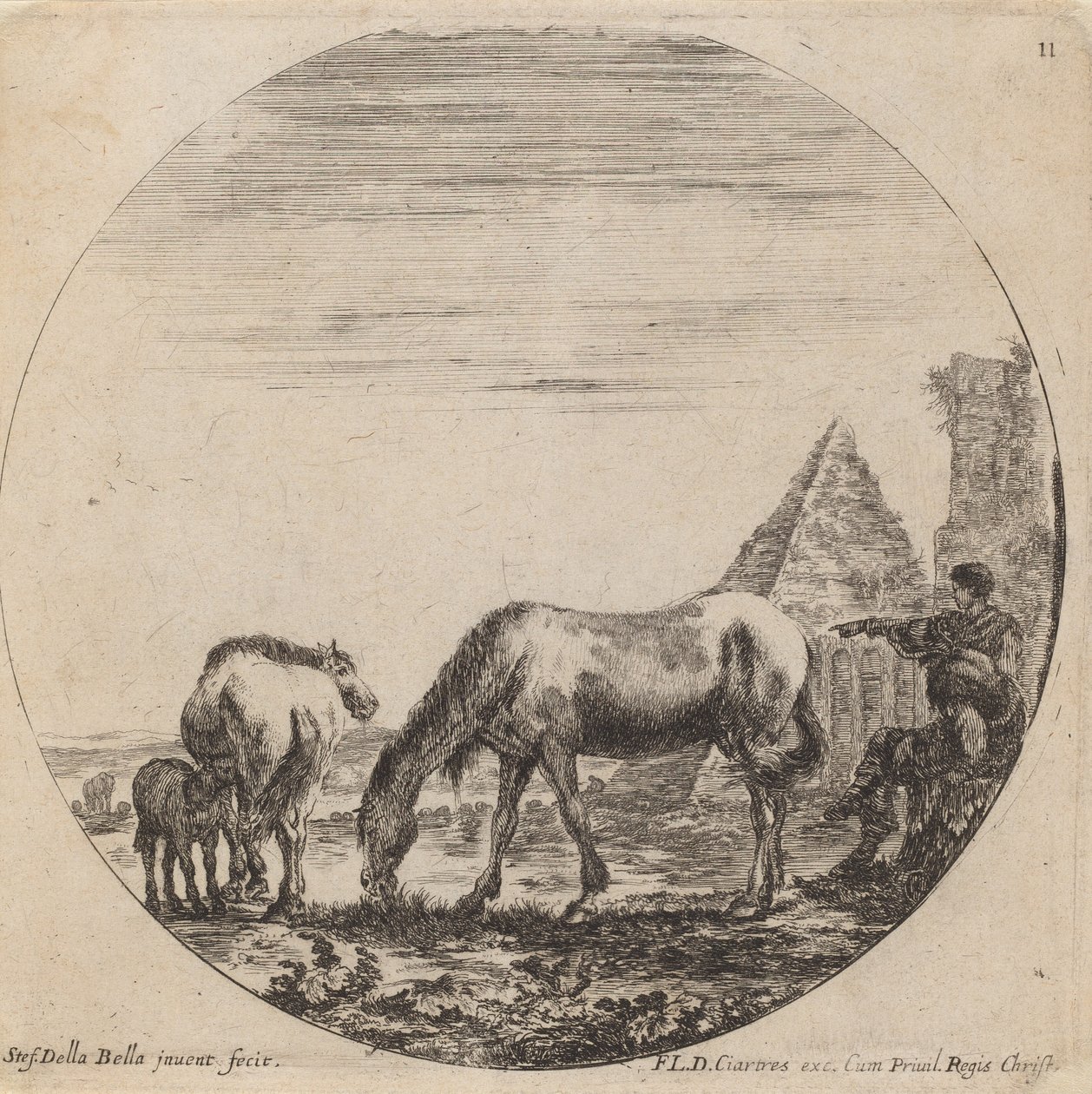 Caius Cestiuksen pyramidi, 1646. tekijältä Stefano della Bella