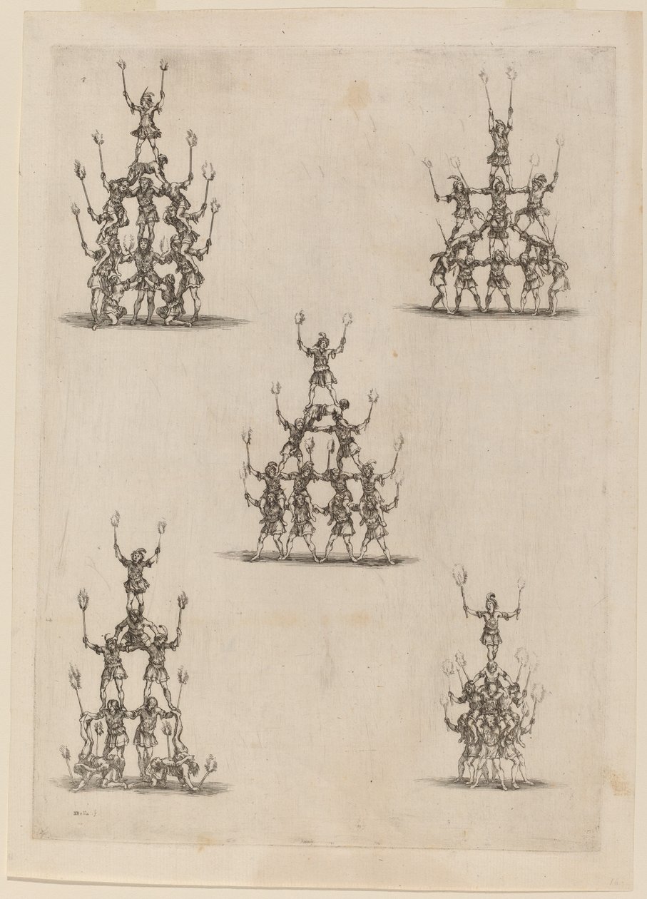 Jonglöörien pyramidit, 1652. tekijältä Stefano della Bella