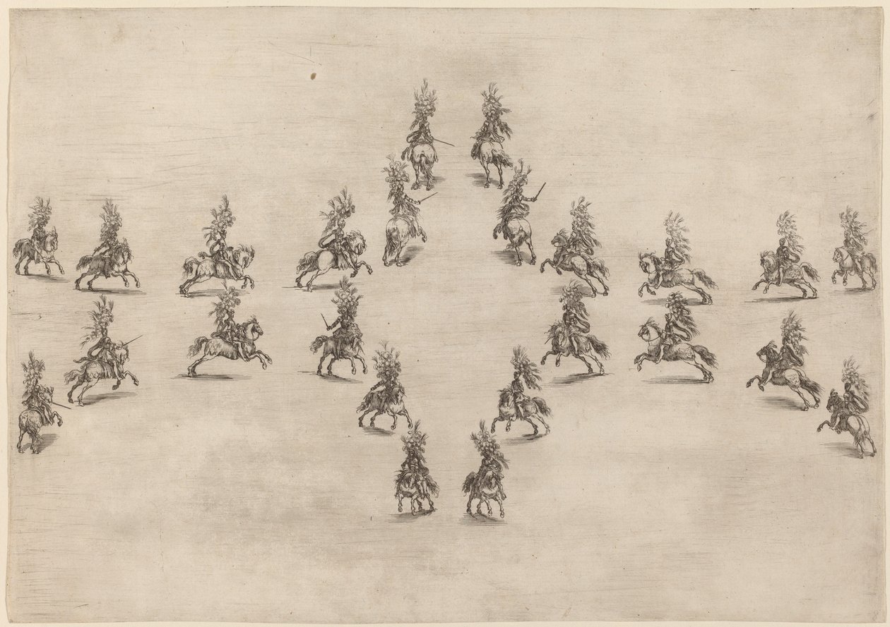 Kaksikymmentäneljä Cavalieria soikeassa, 1652. tekijältä Stefano della Bella