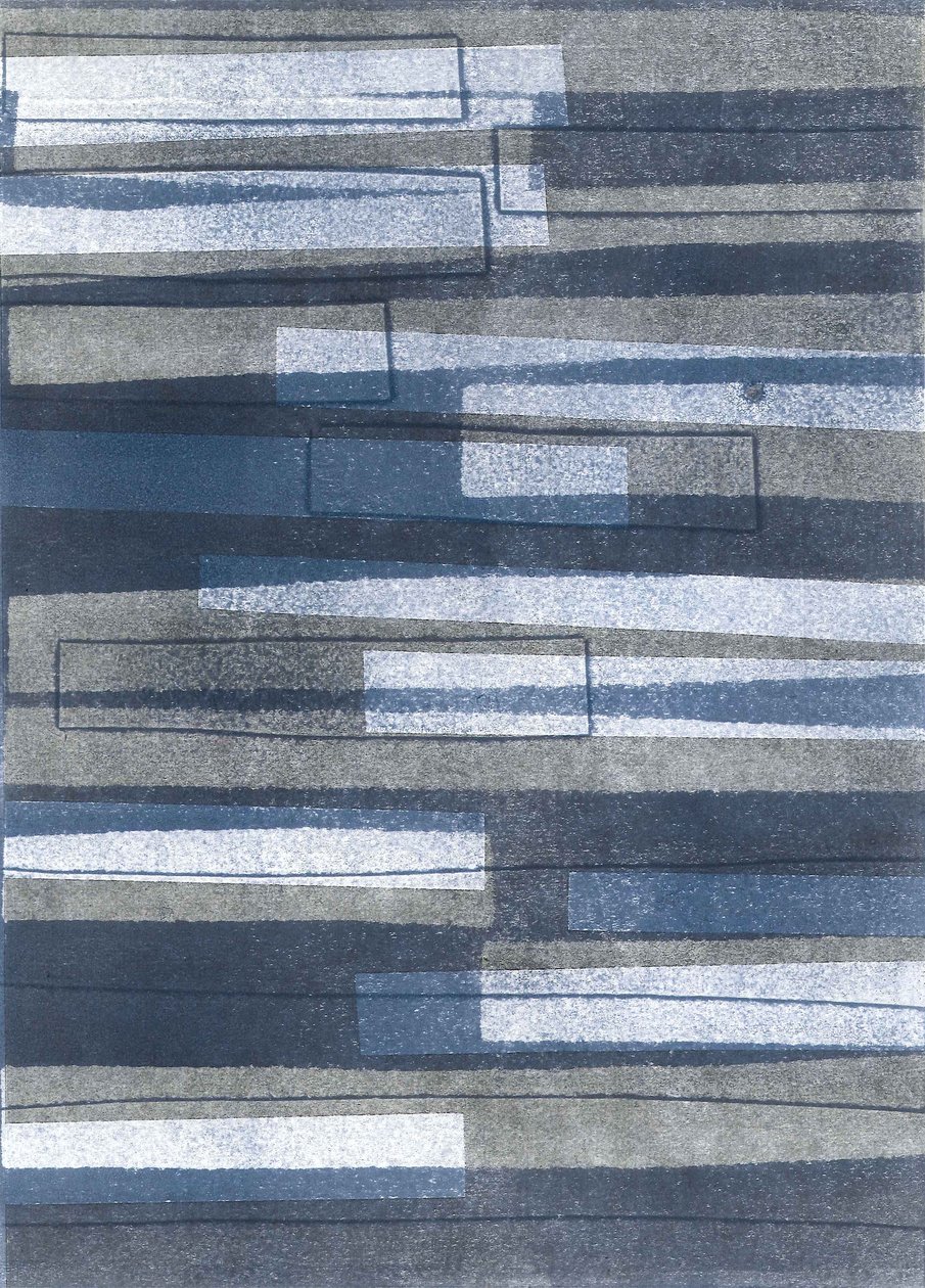 Boards II, 2015 (monoprintti paperille) tekijältä Stephen Dow
