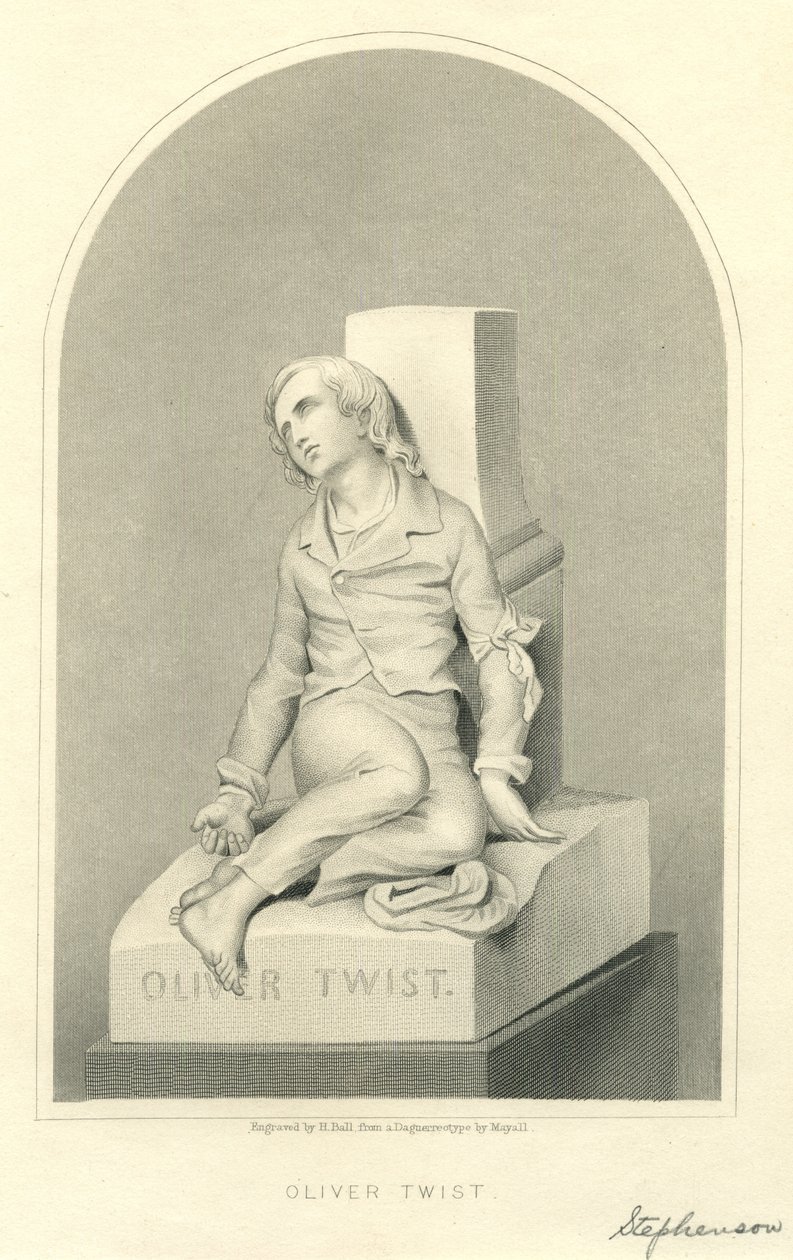 Oliver Twist -veistos (kaiverrus) tekijältä Stephenson (after)