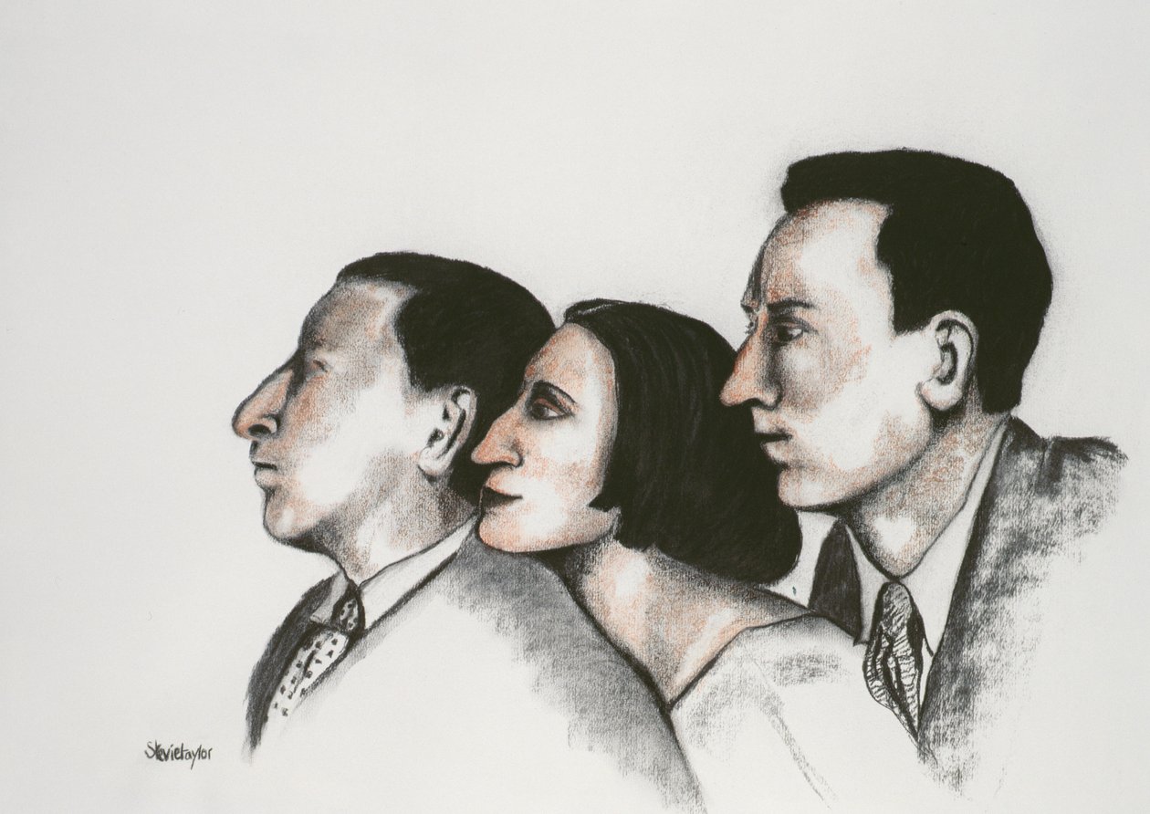 The Sitwells, 2000 (pastelli ja hiili paperille) tekijältä Stevie Taylor