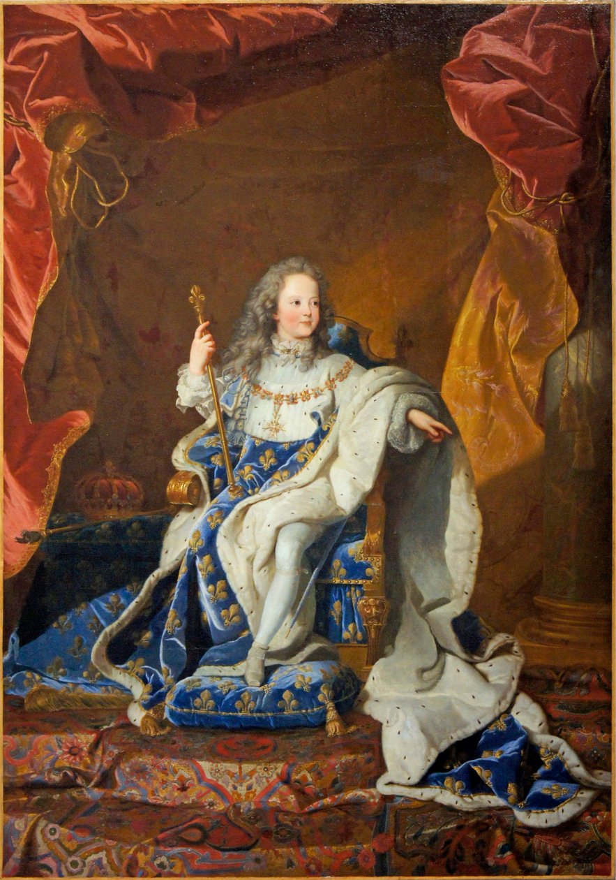 Muotokuva Louis XV ja puku tekijältä Studio of Hyacinthe Rigaud