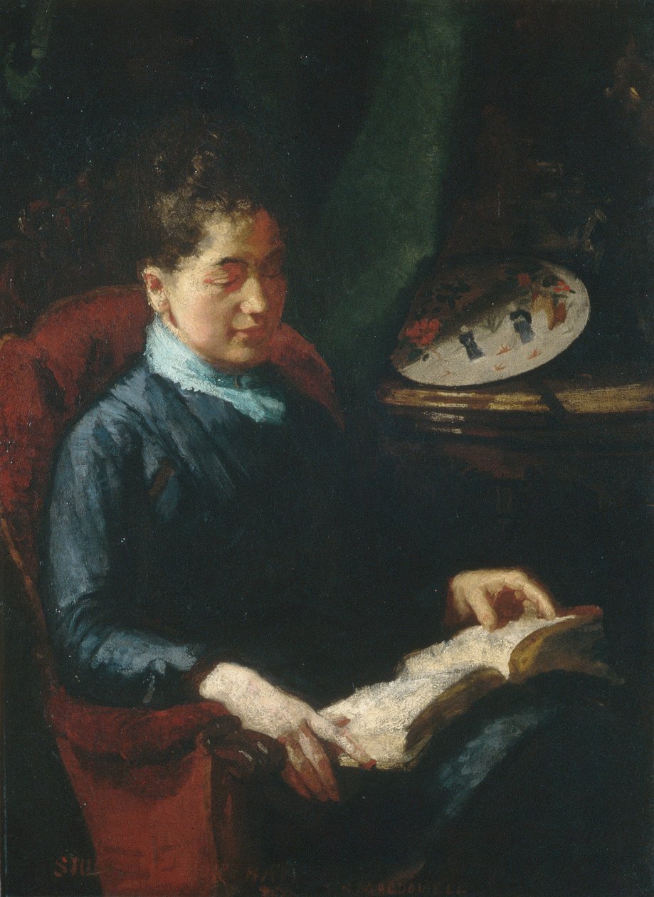 Lukeva nainen, 1879-84 tekijältä Susan Macdowell Eakins