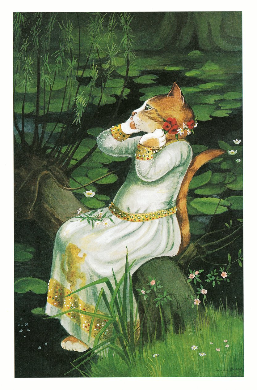 Kuvitus teoksesta Pre-Raphaelite Cats (julkaistu 1999). tekijältä Susan Herbert