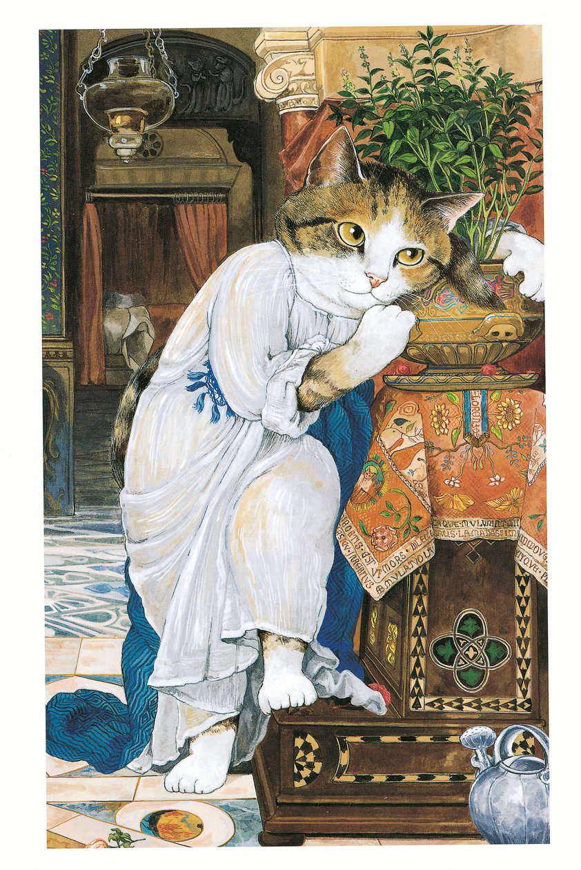 Kuvitus teoksesta Pre-Raphaelite Cats (julkaistu 1999). tekijältä Susan Herbert