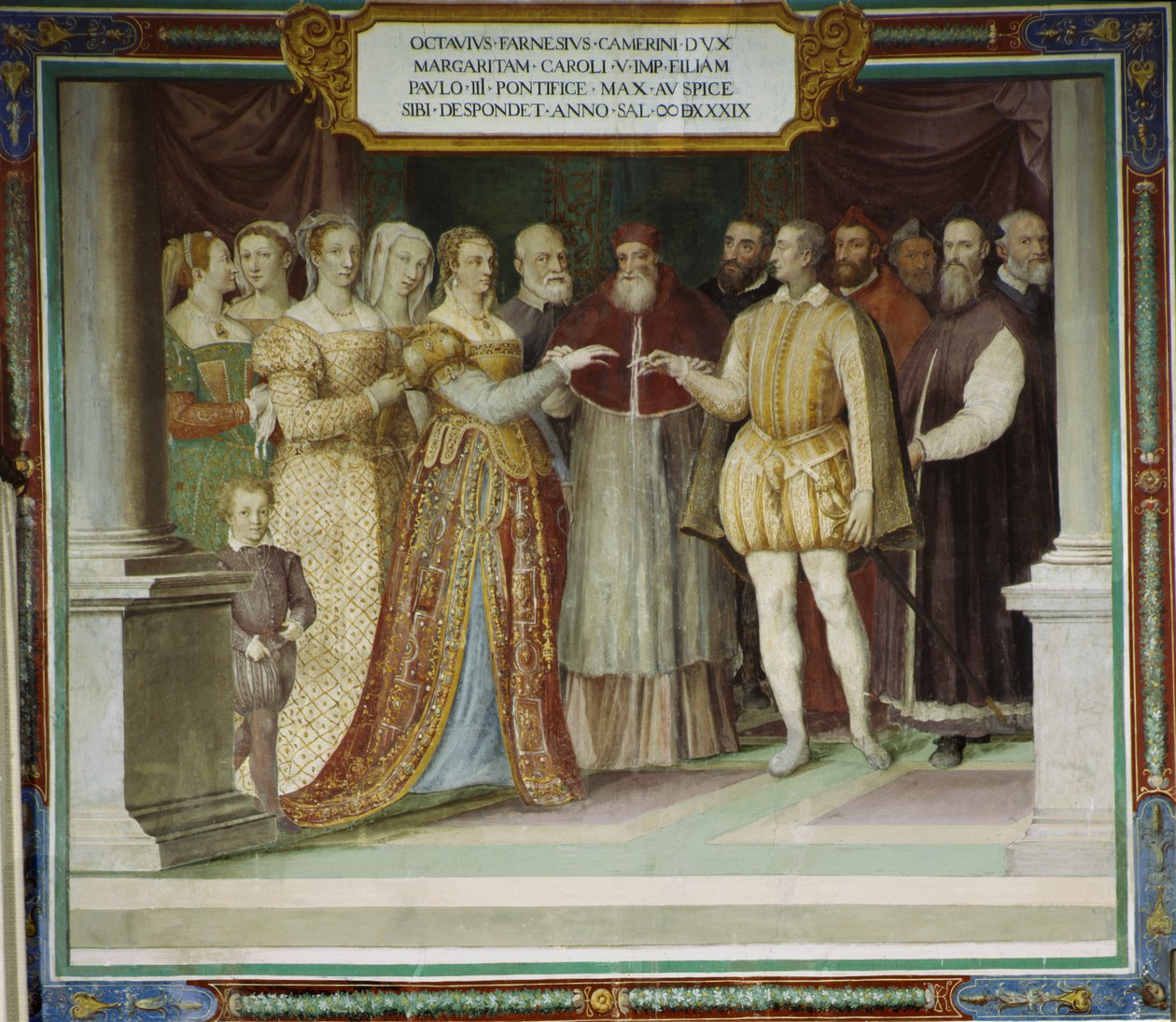 Ottavio Farnesen ja Margareta Itävallan avioliitto, Villa Farnese, Caprarola, Italia. tekijältä Taddeo Zuccari