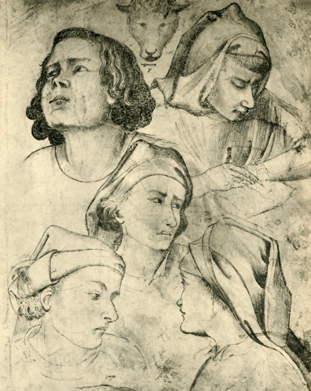 Tutkimukset päistä, c1320-1366, 1943 tekijältä Taddeo Gaddi