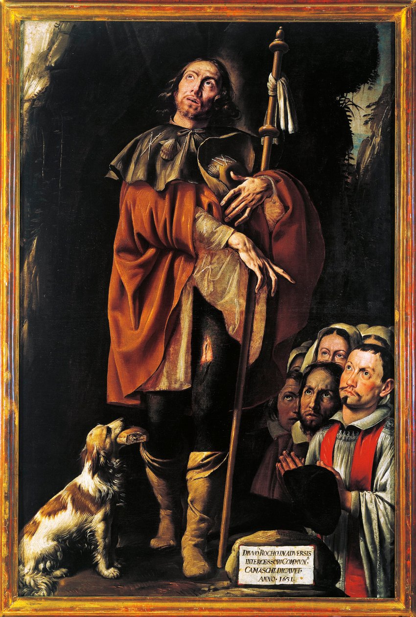 Italia, Varallo, maalaus Saint Rochista tekijältä Tanzio da Varallo