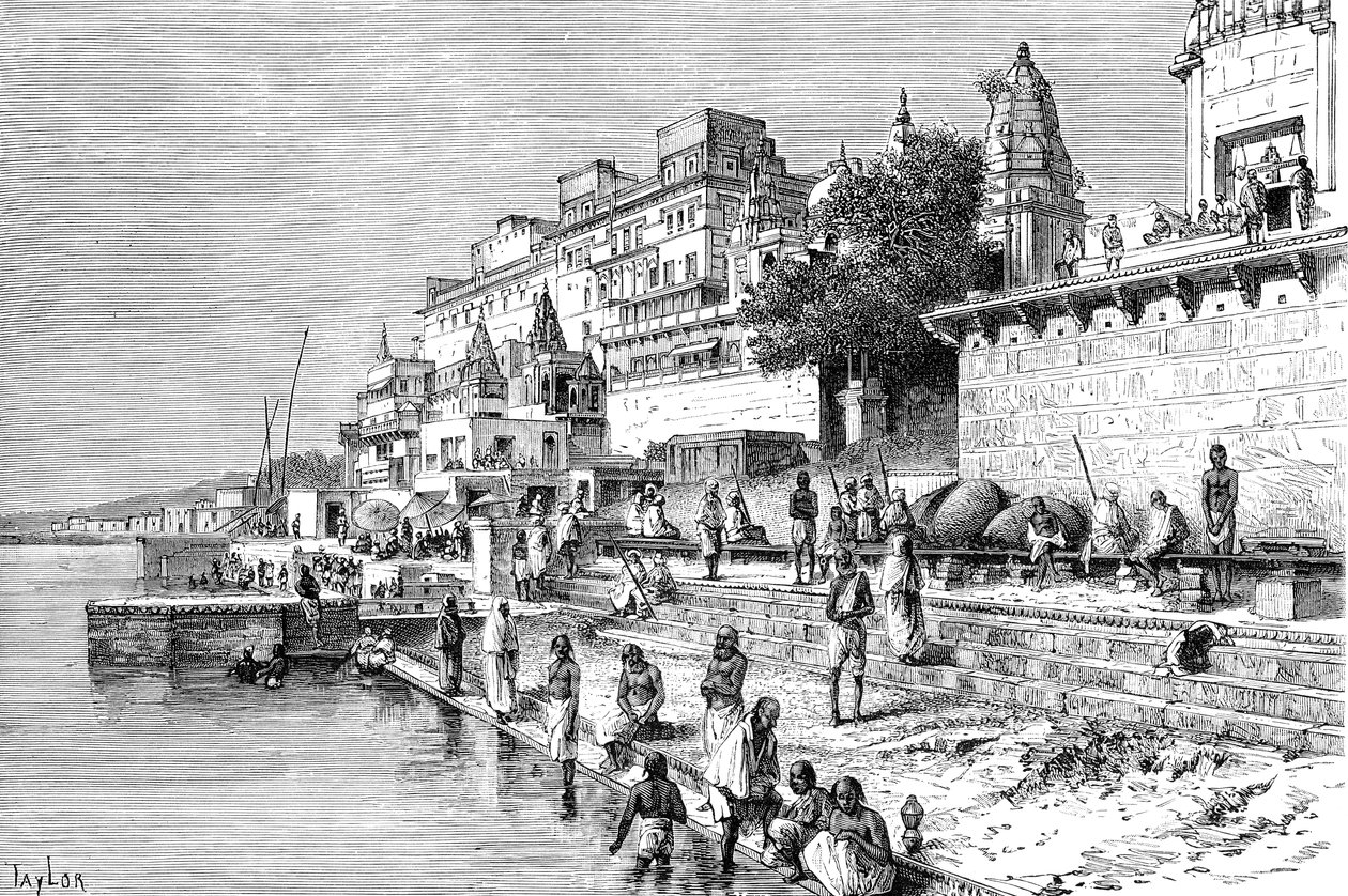 Benares Varanasi, Intia, 1895. tekijältä Taylor