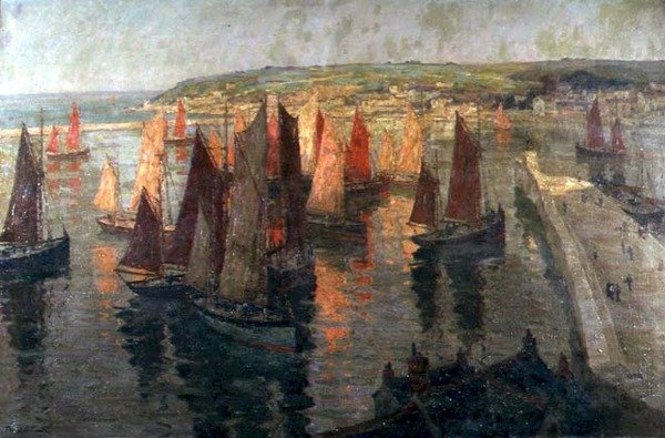 Punainen ja kulta, Brixham (öljy kankaalle) tekijältä Terrick Williams