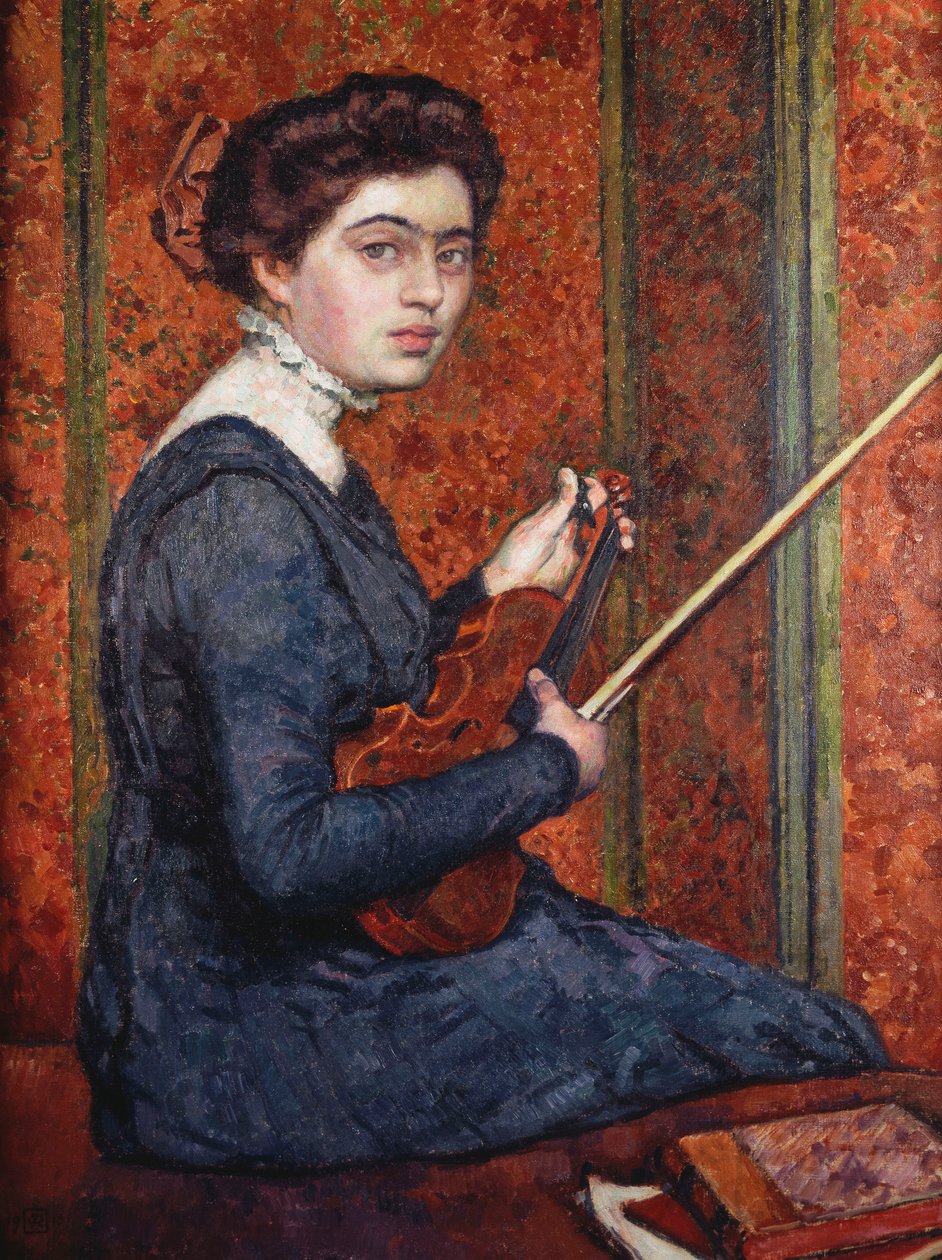 Nainen viululla tekijältä Théo van Rysselberghe