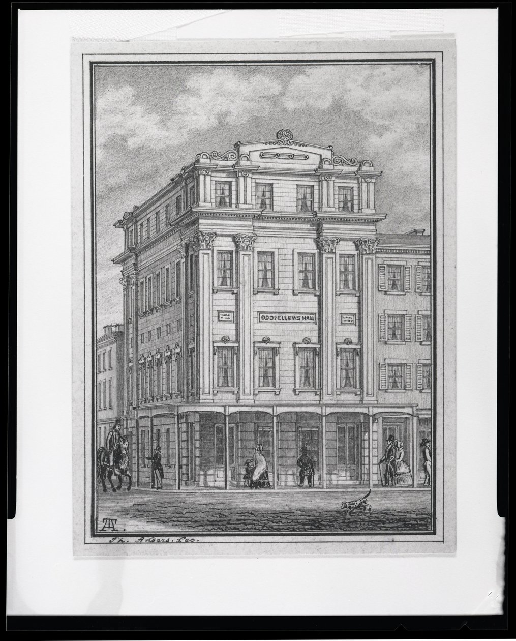 Odd Fellows Hall, joka sijaitsee 4. ja Locust Streetsin kulmassa tekijältä Theodor Anders