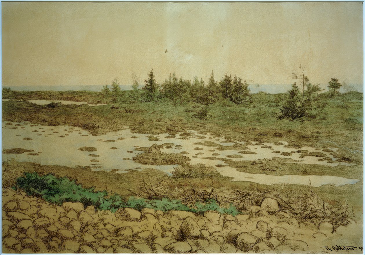 Rollende Steine, Wasser und Sträucher tekijältä Theodor Kittelsen