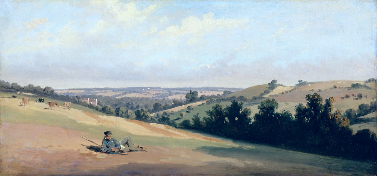 Nuori mies makuulla, n. 1833-35 (öljy paperille) tekijältä Theodore Caruelle d Aligny