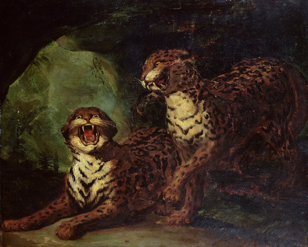 Kaksi leopardia, n. 1820 tekijältä Theodore Gericault