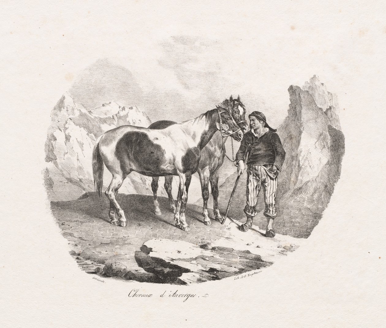 Auvergnen hevoset, 1822. tekijältä Theodore Gericault