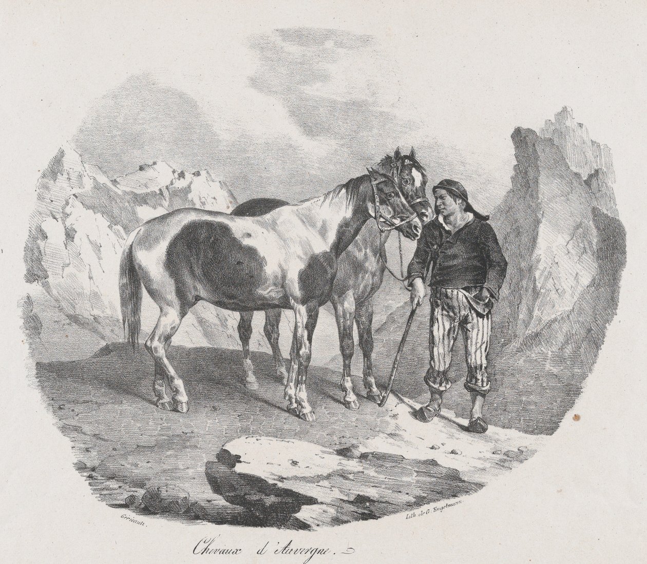 Auvergnen hevoset, 1822. tekijältä Theodore Gericault