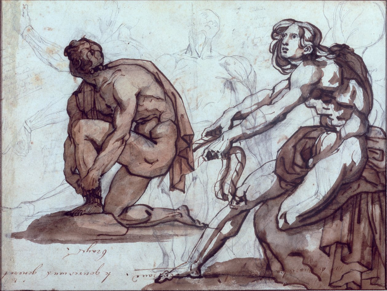 Kaksi alastonhahmoa tekijältä Theodore Gericault