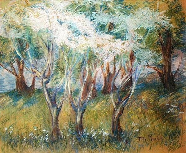 Orchard Giverny (pastelli laivalla) tekijältä Theodore Wendel