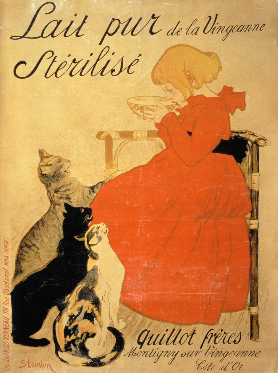 "Pure Sterilized Milk from La Vingeanne", 1894 tekijältä Théophile Alexandre Steinlen