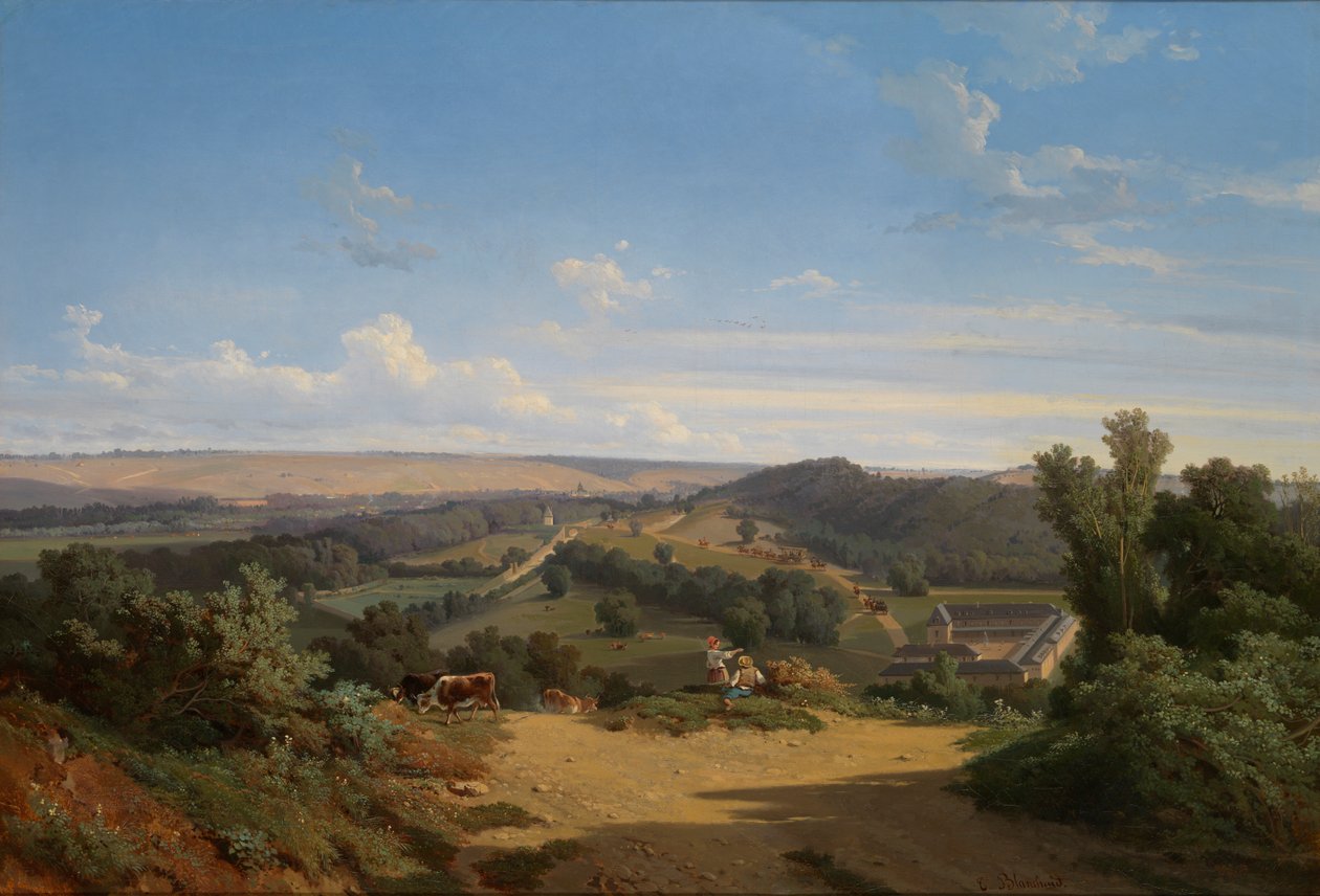 Saapuminen uuteen puistoon, Chateau dEu, 1846 tekijältä Theophile Blanchard