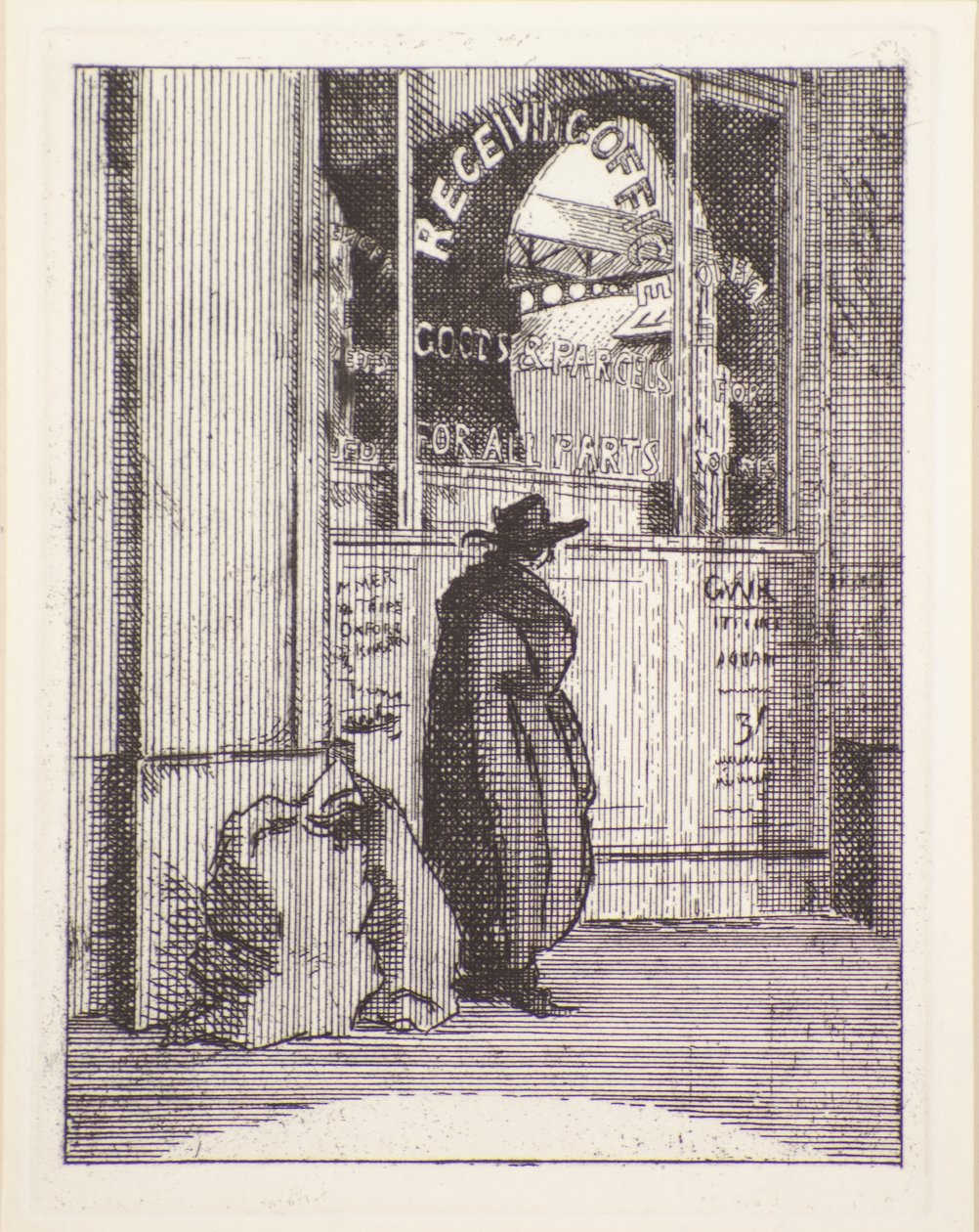 Pakettitoimisto, 1900-luku (etsaus) tekijältä Therese Lessore