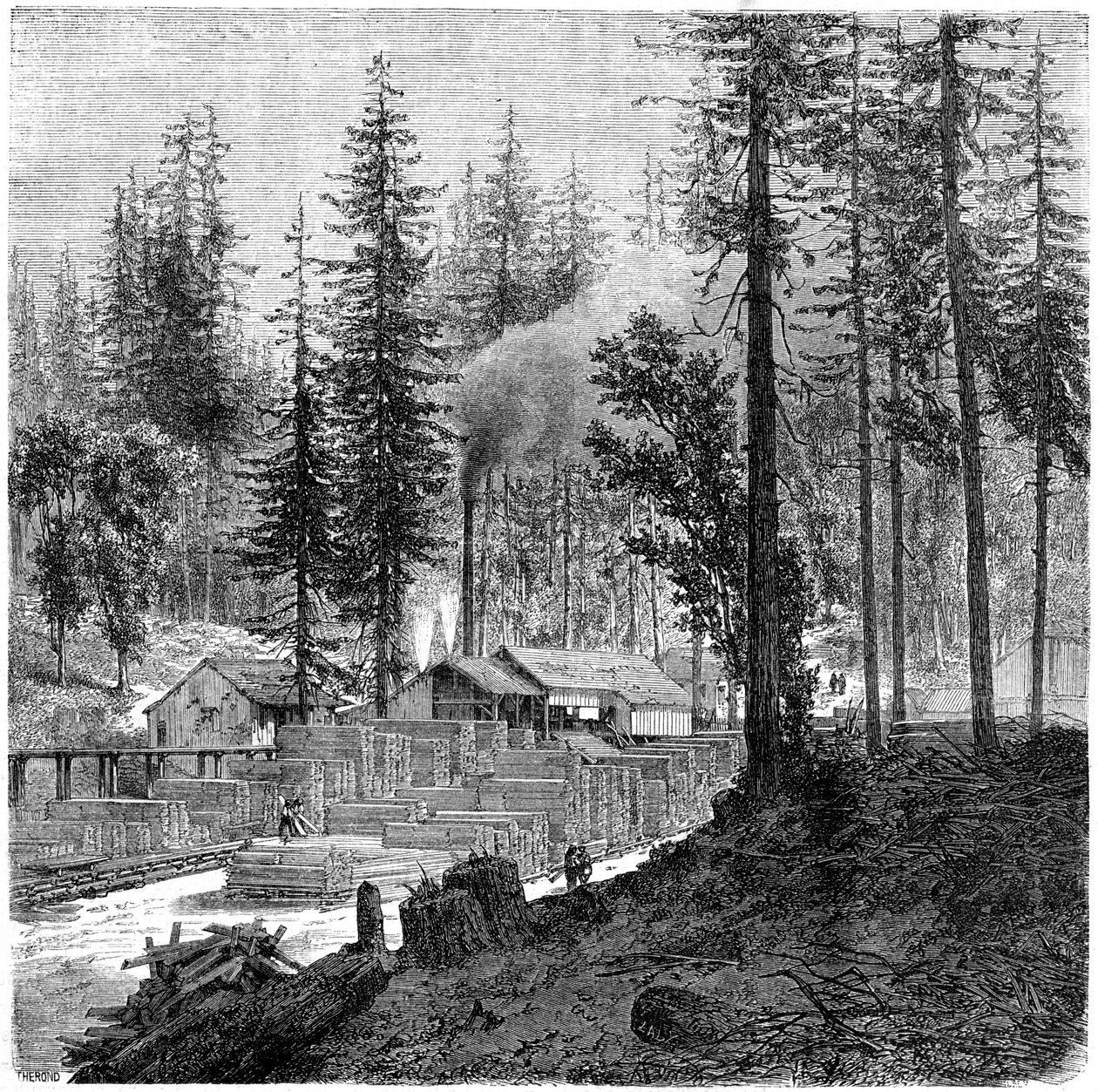 "Sawmill", Kalifornia, 1800-luku. tekijältä Theroud