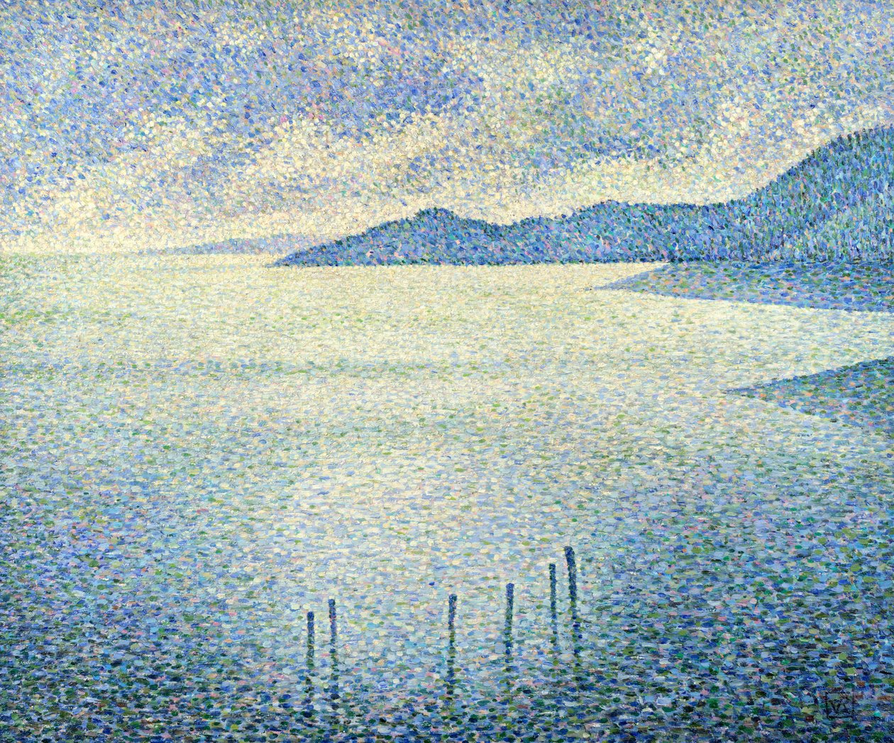 Rannikkokohtaus, n. 1892-1893 tekijältä Théo van Rysselberghe