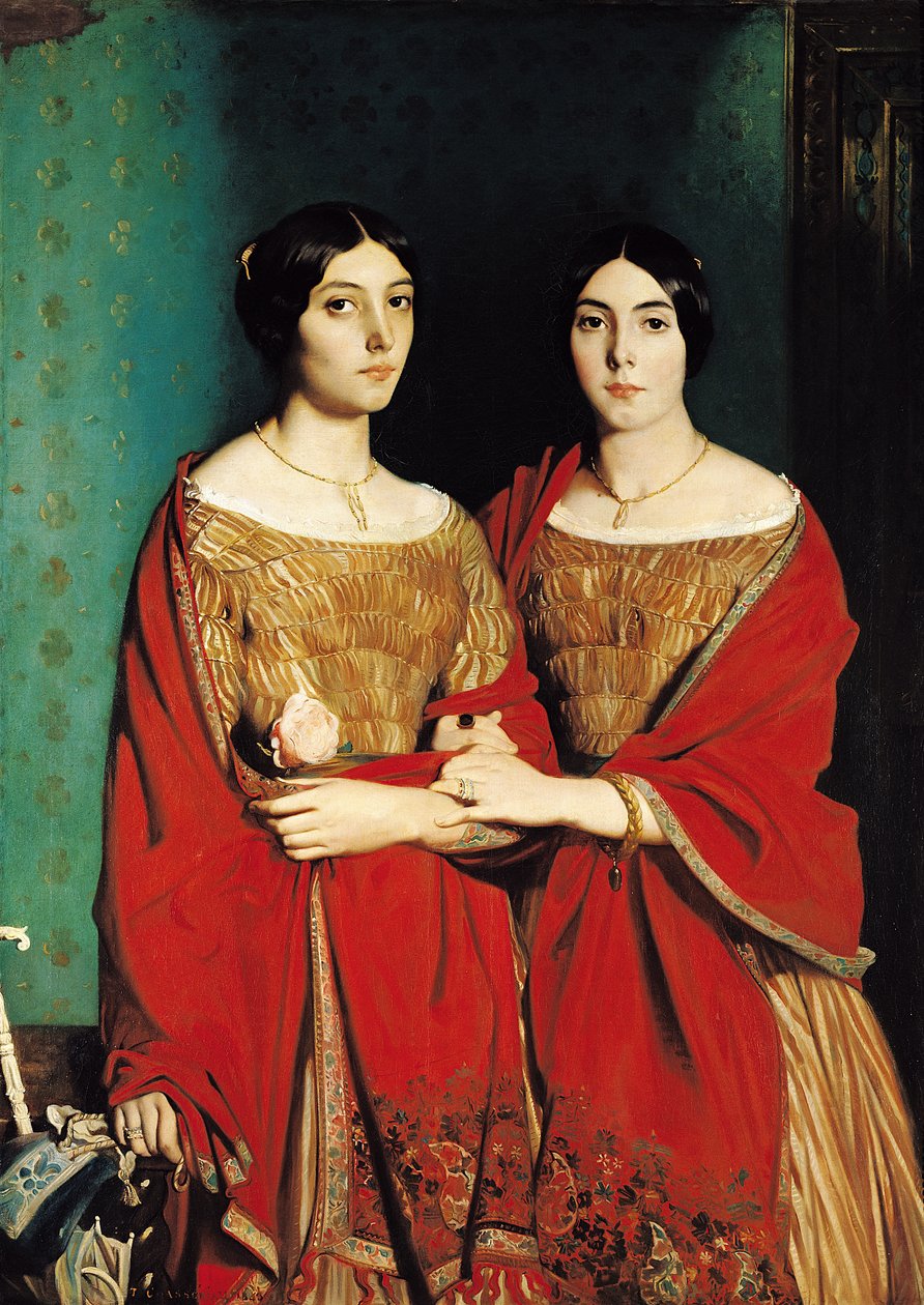 Kaksi sisarta tai Mesdemoiselles Chasseria: Marie-Antoinette-Adele (1810-69) ja Genevieve (Aline) (1822-71) taiteilijan sisarukset, 1843 tekijältä Théodore Chassériau