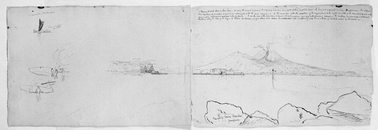 Panorama of the Bay of Naples, n. 1832 (kynä ja muste kynällä paperilla) tekijältä Thomas Cole