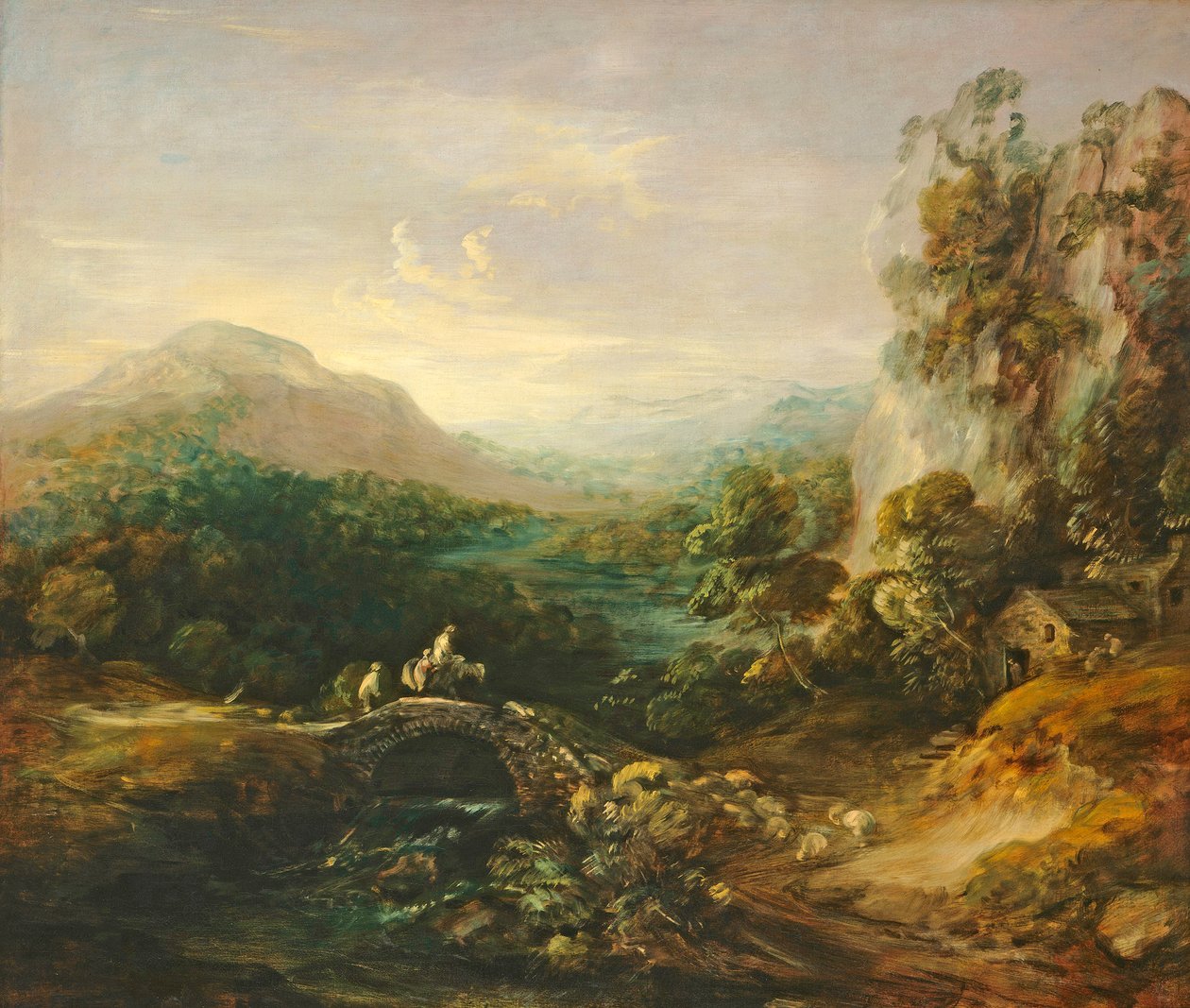 Vuoristomaisema sillalla, n. 1783-1784 tekijältä Thomas Gainsborough