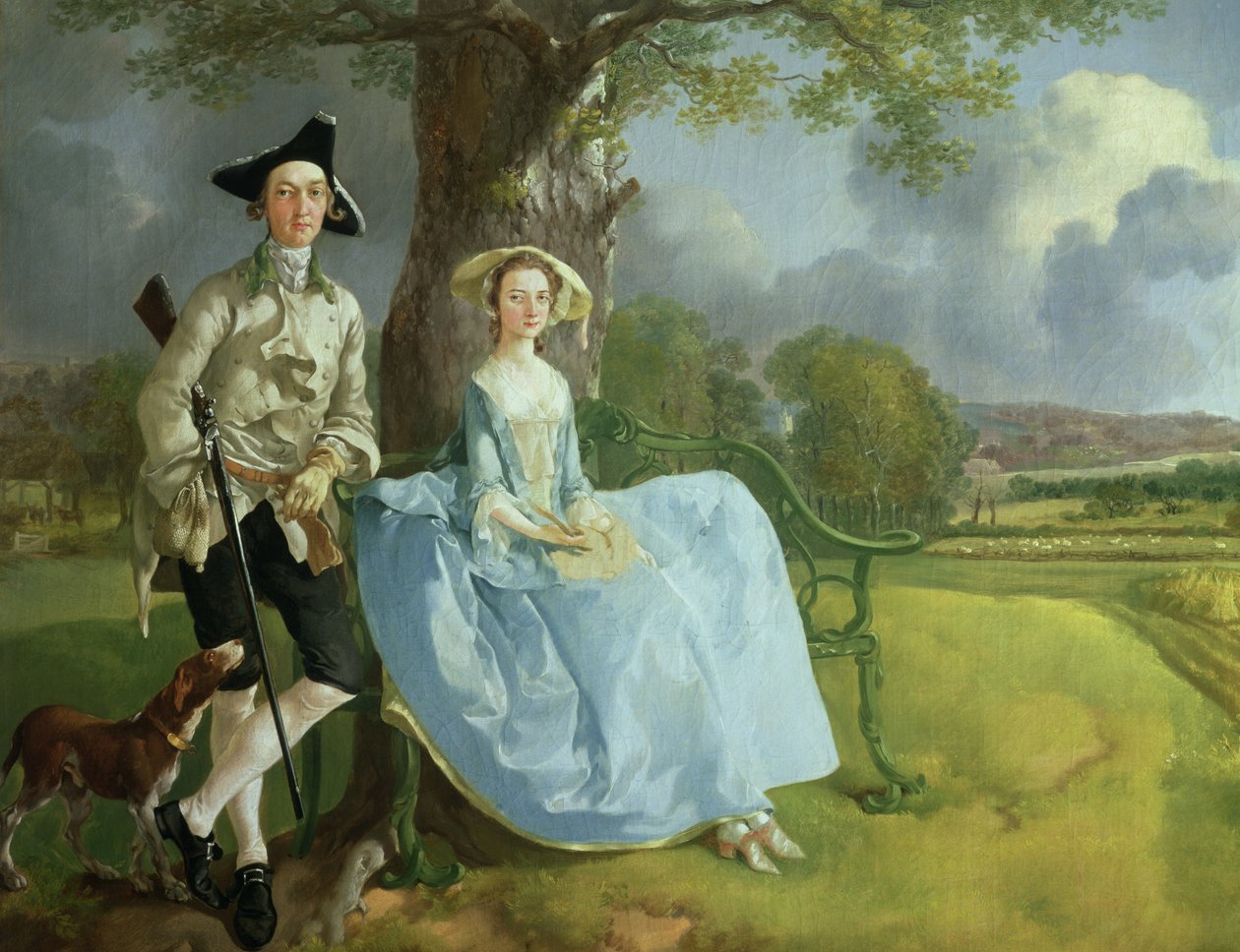 Herra ja rouva Andrews, noin 1748-9 öljy kankaalle yksityiskohta kuvasta 467. tekijältä Thomas Gainsborough
