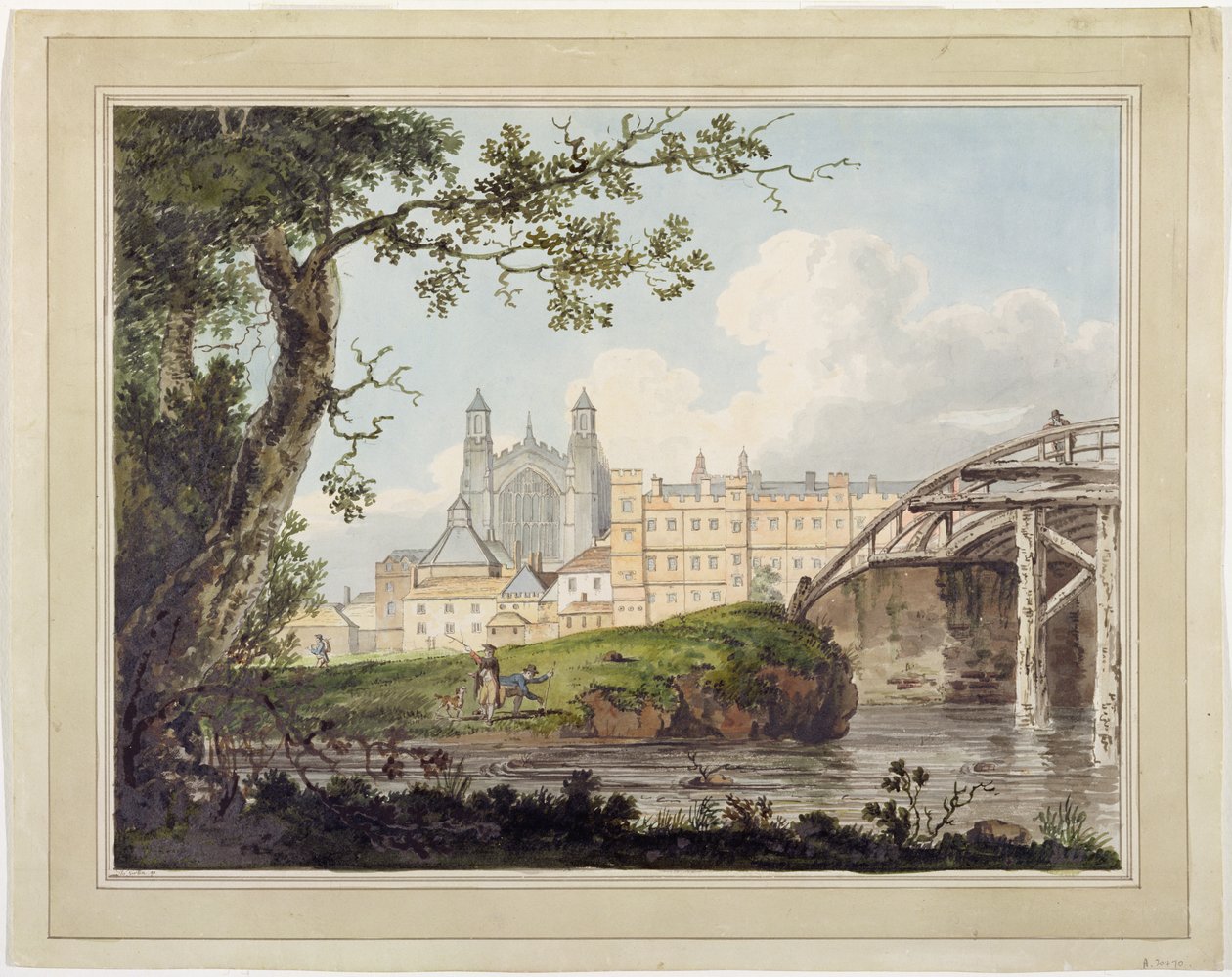 Eton College Datchet Roadilta, n. 1790 (wc grafiitin päällä kudospaperilla) tekijältä Thomas Girtin