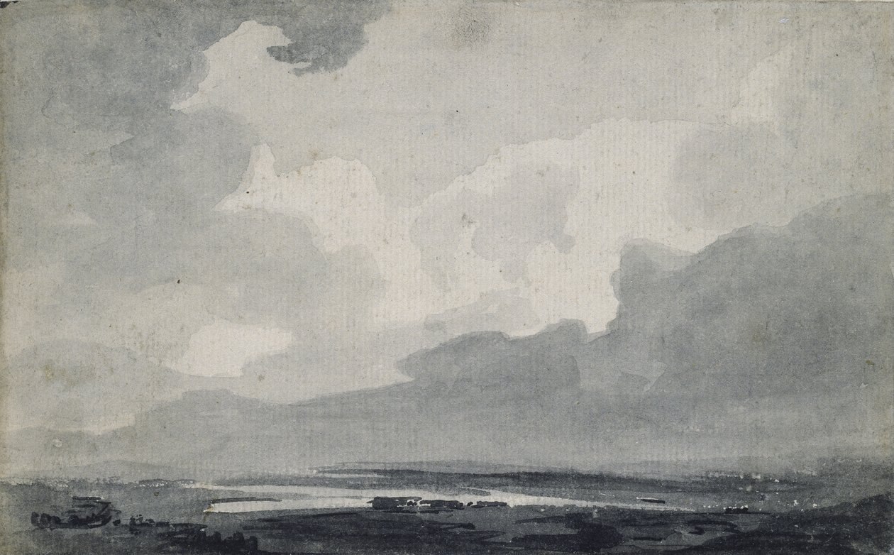 Moorland View, n. 1800 (harmaita värejä paperilla) tekijältä Thomas Girtin