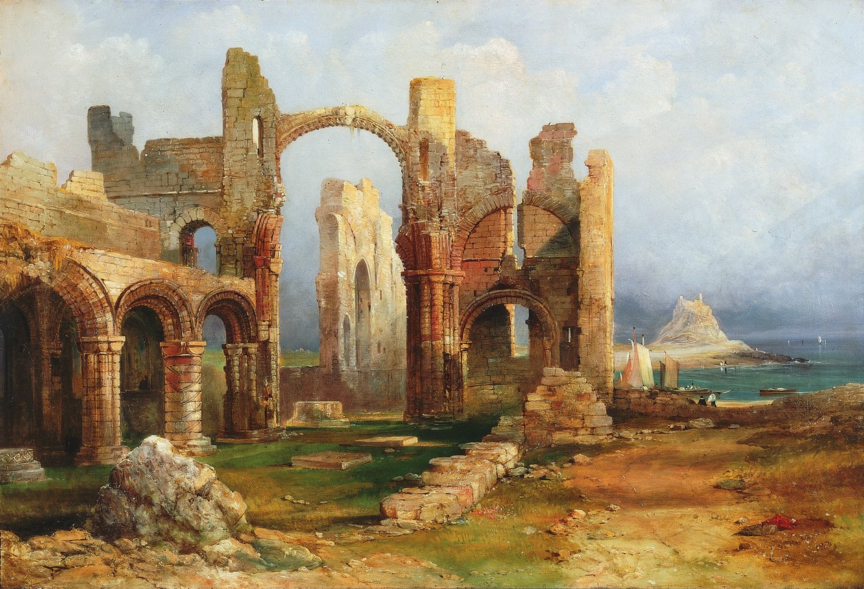 Lindisfarnen luostari, n. 1837 tekijältä Thomas Miles Richardson