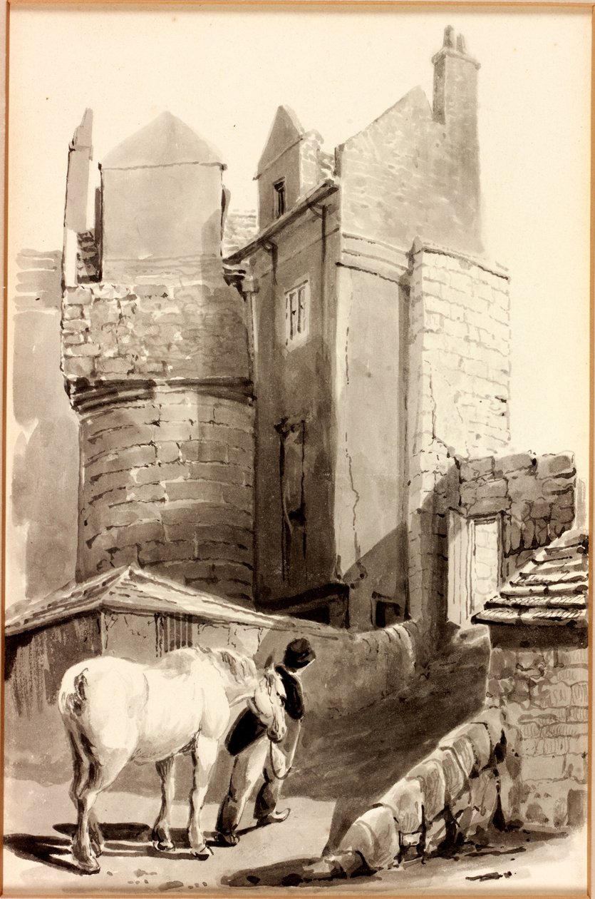The Spital Gate, Newcastle upon Tyne (muste paperille) tekijältä Thomas Miles Richardson