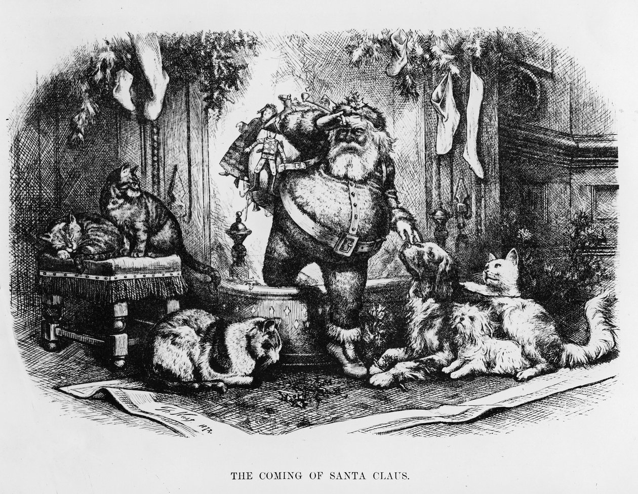 Joulupukin tuleminen, 1872 tekijältä Thomas Nast
