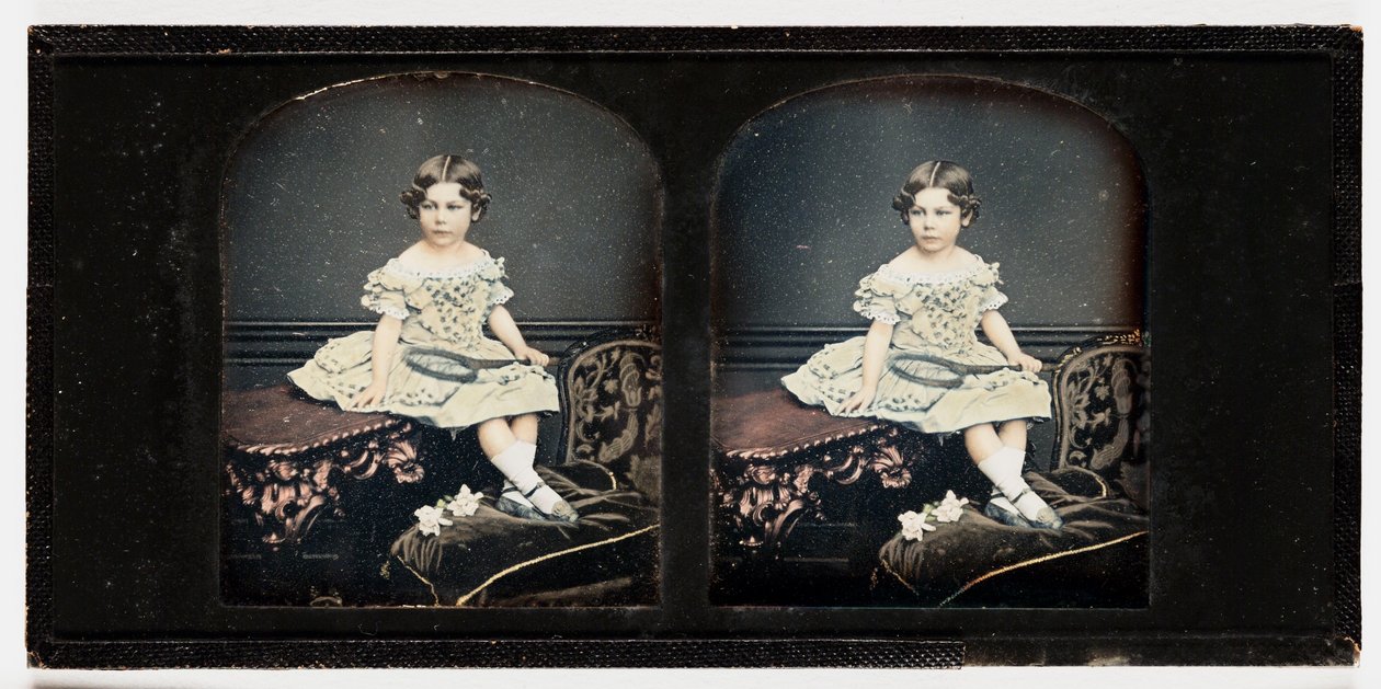 Nuori tyttö, n. 1855 (stereo-dagerrotypia) tekijältä Thomas Richard Williams