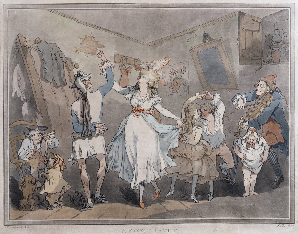 Ranskalainen perhe, kaiverrus Samuel Alken (1756-1823), 1785 (pari 84561) tekijältä Thomas Rowlandson