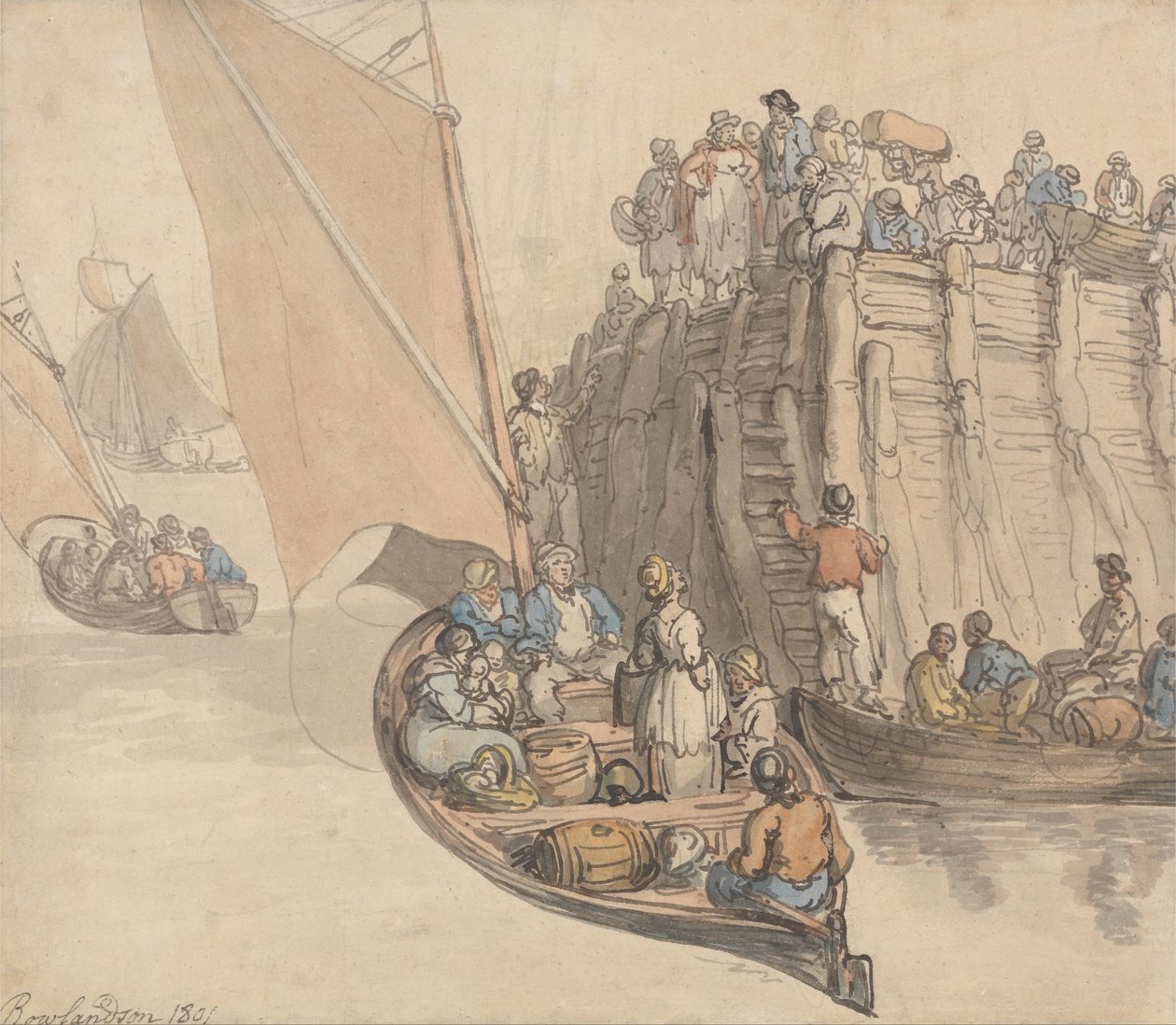 Laituri Amsterdamissa tekijältä Thomas Rowlandson