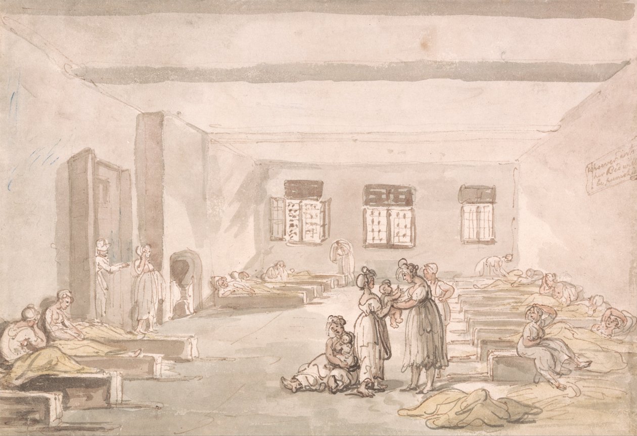 Bridewell, The Pass Room, Rangaistuslaitoksen talo tekijältä Thomas Rowlandson