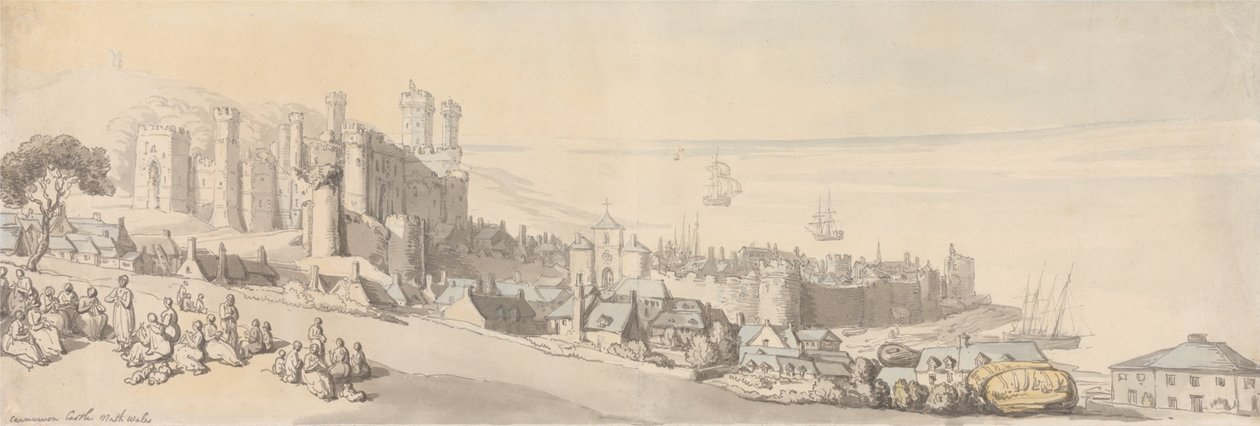 Carnarvonin linna, Pohjois -Wales tekijältä Thomas Rowlandson