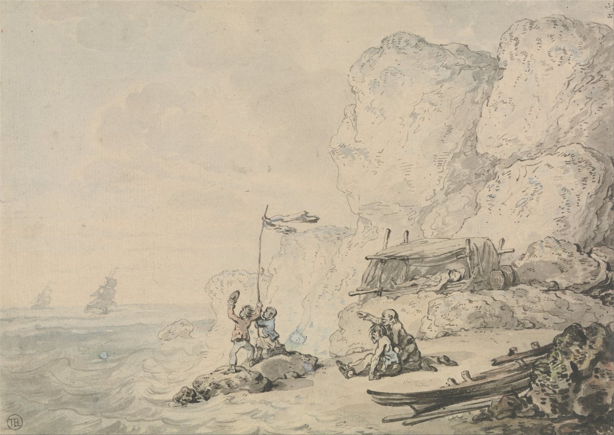 Haaksirikkoutuneet merimiehet tekijältä Thomas Rowlandson