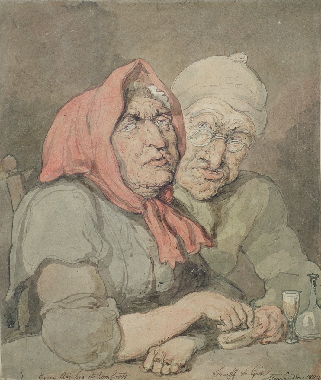 Nuuskaa ja giniä (kynä ja muste) tekijältä Thomas Rowlandson