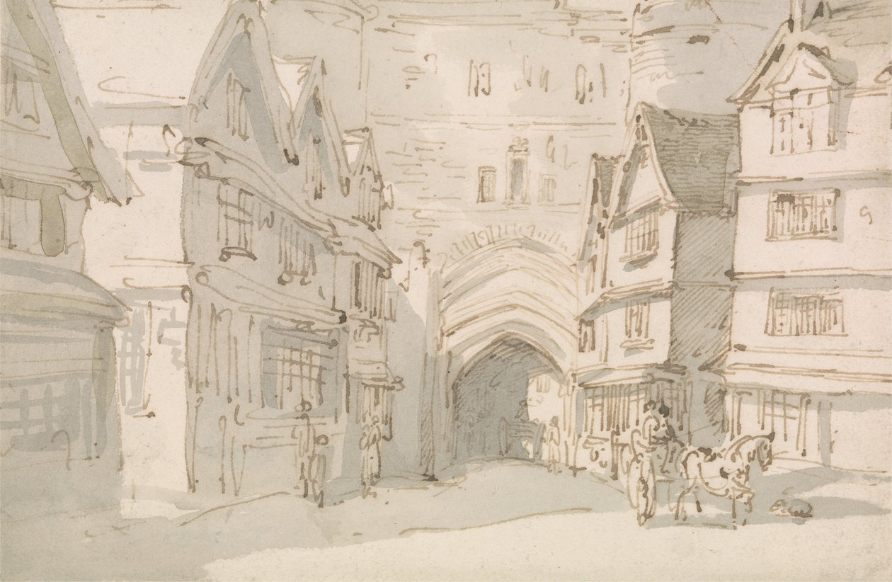 Eteläportti, Exeter tekijältä Thomas Rowlandson