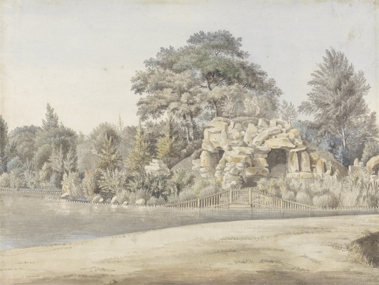 The Grotto, Virginia Water (wc musteen ja grafiitin päällä paperille) tekijältä Thomas Sandby