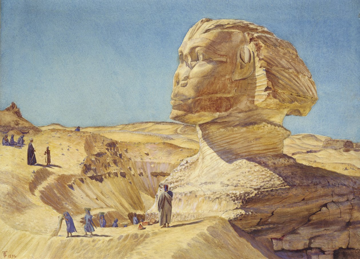 Suuri sfinksi Gizan pyramideissa, 1854 (akvarelli paperille) tekijältä Thomas Seddon