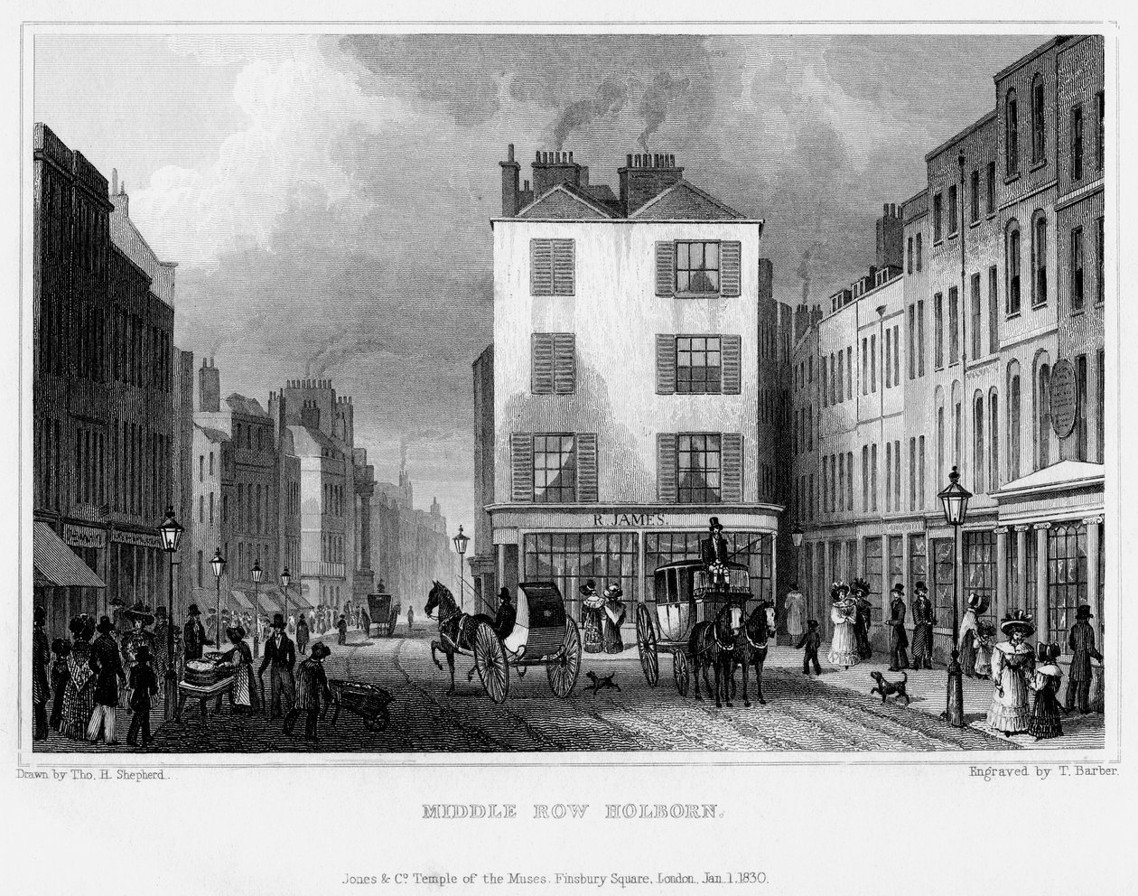 Middle Row, Holborn, Lontoo, 1830. tekijältä Thomas Barber