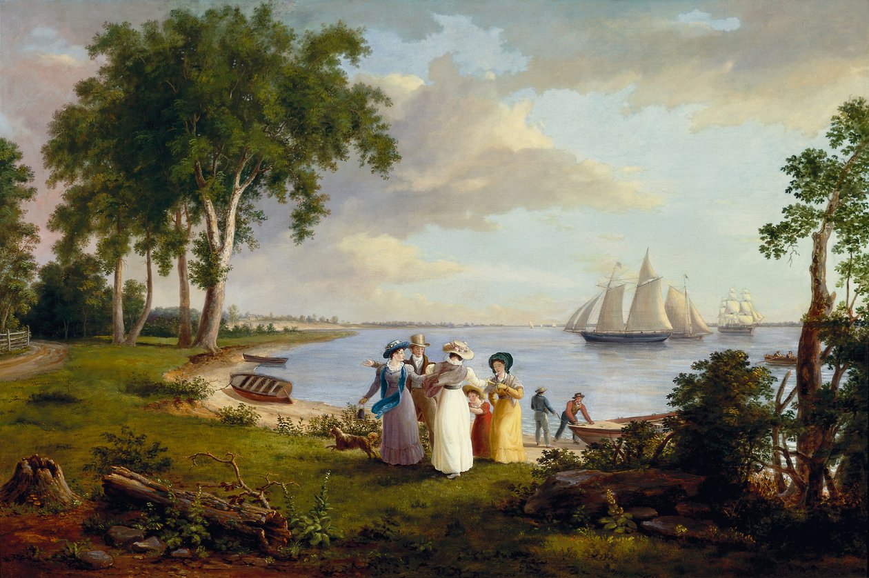 Näkymä Delawareen lähellä Philadelphiaa tekijältä Thomas Birch